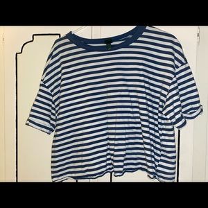 Blue & White Stripped Shirt Slightly Cropped